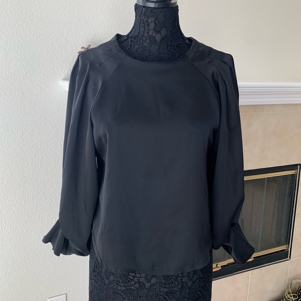 Black Silky Blouse Long sleeve